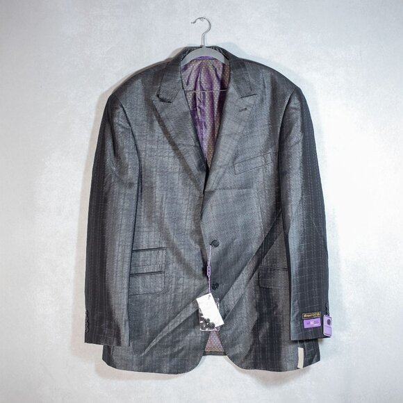 Earvin Magic Johnson Signature Mens Gray Blazer Suit Jacket Sport Coat Lined 48R - Picture 1 of 13